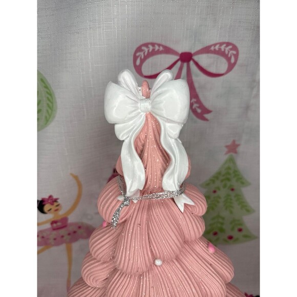 Bella Lux pink frosted Christmas tree with bow - Picture 2 of 6
